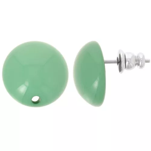Ganchos pendientes redondos de resina 14 mm - Verde x2