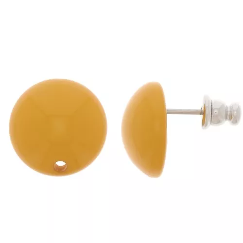 Ganchos pendientes redondos de resina 14 mm - Mostaza x2