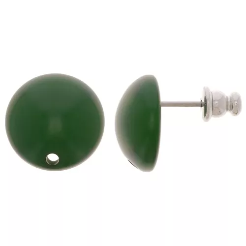 Ganchos pendientes redondos de resina 14 mm - Verde oscuro x2