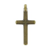 Dijes cruz 16 mm bronce x10