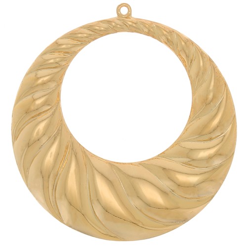 Colgante círculo calado 45 mm efecto trenzado - Dorado con oro fino x1