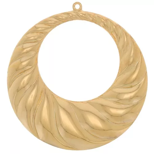 Colgante círculo calado 45 mm efecto trenzado - Dorado con oro fino x1