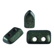Cuentas de cristal Piros® de Puca® 2x5 mm Green Turquoise Metallic Mat x10g