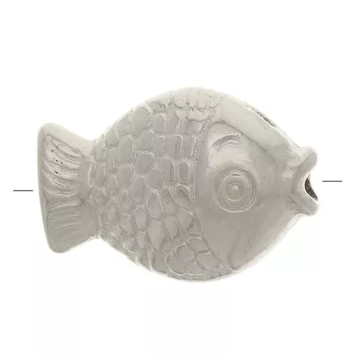 Cuenta pescado plano 12x8 mm - Plateado antiguo x1