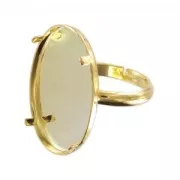 Anillo Engaste fondo plano 25x18 mm dorado con oro fino x1