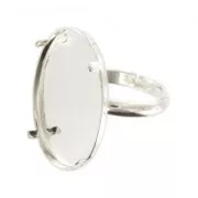 Anillo Engaste fondo plano 25x18 mm plateado x1