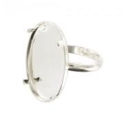 Anillo Engaste fondo plano 18x13 mm plateado x1|raw }}