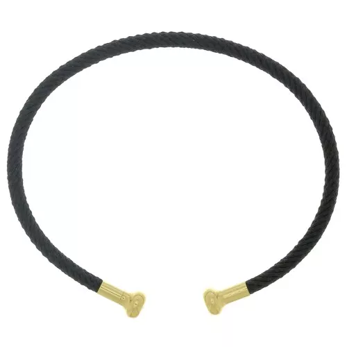 Pulsera de cordón trenzado con extremo desenroscable - Negra - Dorada x1