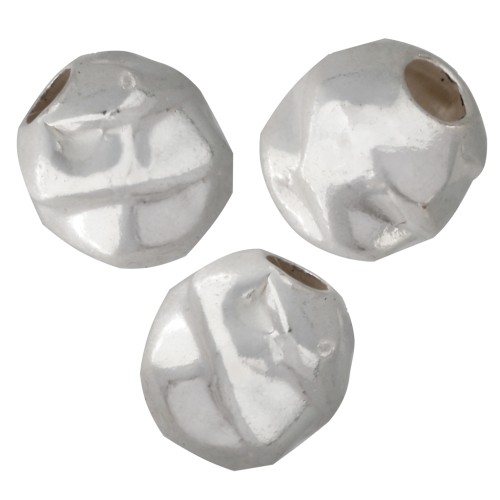Cuentas redondas arrugadas de 5 mm - Plata 925 x5