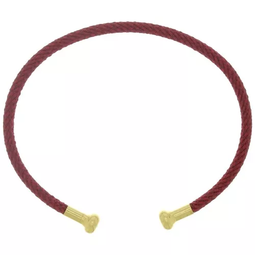 Pulsera de cordón trenzado con extremo desenroscable - Burdeos - Chapado en oro x1