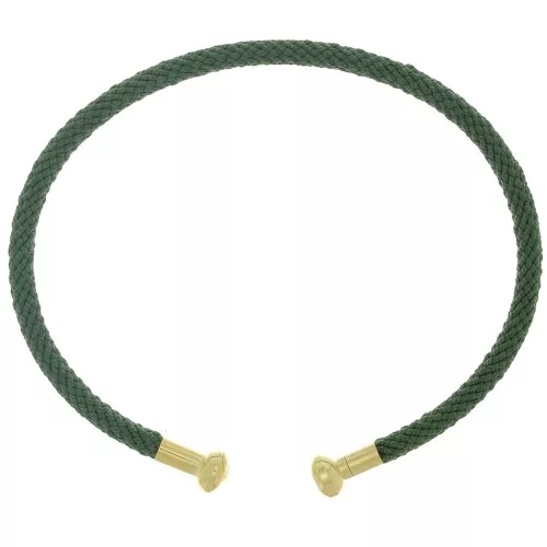 Pulsera de cordón trenzado con extremo desenroscable Verde Oscuro - Chapado en oro x1