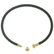 Pulsera de cordón trenzado con extremo desenroscable Verde Oscuro - Chapado en oro x1