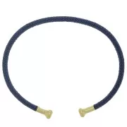 Pulsera de cordón trenzado con extremo desenroscable Azul Oscuro - Chapado en oro x1