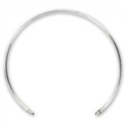 Pulsera brazalete rígida fina de 1,5 x 160 mm con 2 anillas cerradas - Plata 925 x1