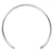 Pulsera brazalete rígida fina de 1,5 x 160 mm con 2 anillas cerradas - Plata 925 x1