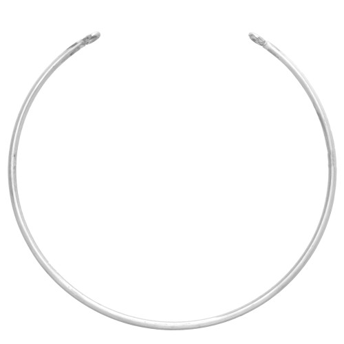 Pulsera brazalete rígida fina de 1,5 x 160 mm con 2 anillas cerradas - Plata 925 x1