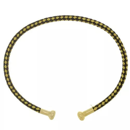 Pulsera de cordón trenzado con extremo desenroscable - Negro - Oro - Chapado en oro