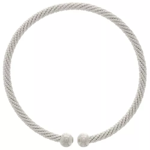 Collar pulsera ajustable - Efecto de cuerda retorcida - Chapado en plata antigua x1
