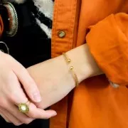 Collar pulsera ajustable - Efecto de cuerda retorcida - Chapado en plata antigua x1