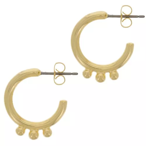 Pendientes de aro con 3 bolitas de 18 mm - Chapado en oro fino x2