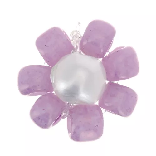 Perlas de semillas flor - margarita 7 mm - Lila - Blanco Nacarado x1