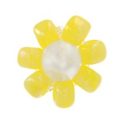 Perlas flor facetadas - margarita 7 mm - Amarillo - Blanco nacarado x1