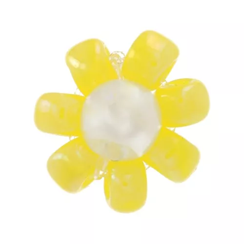Perlas flor facetadas - margarita 7 mm - Amarillo - Blanco nacarado x1