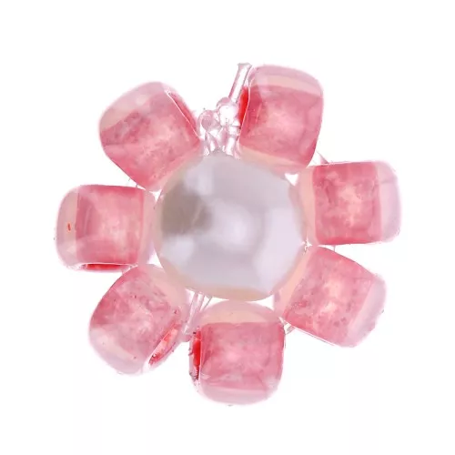 Perlas flor facetadas - margarita - 7 mm - Rosa - Blanco nacarado x1