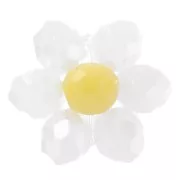 Perlas flor facetadas - Margarita - 11 mm - Blanco - Amarillo x1