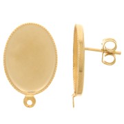 Tachuelas para cabujón de dorso plano 18x13 mm - Chapado en oro x2