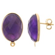 Tachuelas para cabujón de dorso plano 18x13 mm - Chapado en oro x2