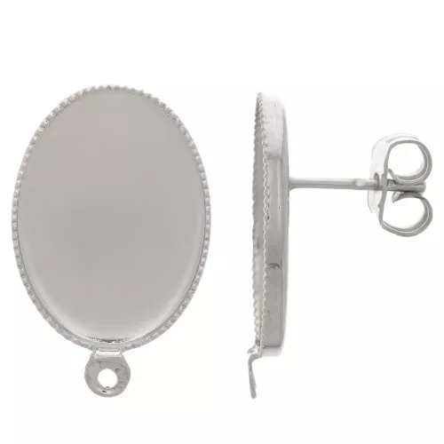 Tachuelas para cabujón de dorso plano 18x13 mm - Rodio x2