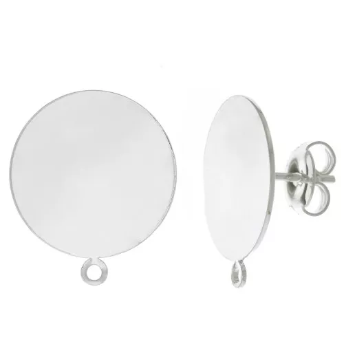 Pendientes de disco 16 mm con anilla - Plateado x2