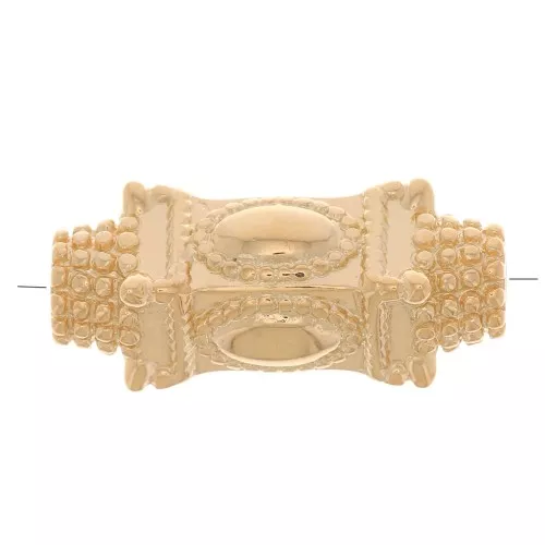 Cuenta de tubo étnico trabajado con bolitas 17x7 mm - Dorado 3 micras x1