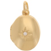 Colgante de óxido de zirconio 20x15 mm - 3 micras chapado en oro x1