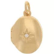 Colgante de óxido de zirconio 20x15 mm - 3 micras chapado en oro x1