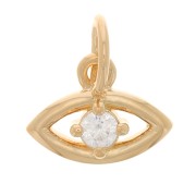 Charm de ojo con óxido de zirconio 7x10 mm - 3 micras chapado en oro - Cristal x1|raw }}