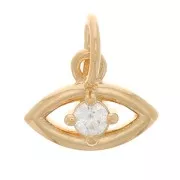 Charm de ojo con óxido de zirconio 7x10 mm - 3 micras chapado en oro - Cristal x1