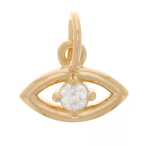 Charm de ojo con óxido de zirconio 7x10 mm - 3 micras chapado en oro - Cristal x1