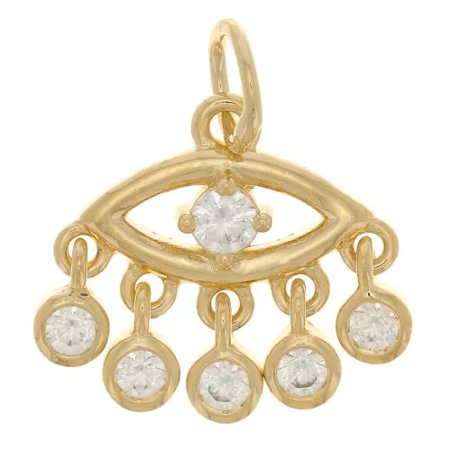Colgante de ojo con óxido de zirconio 12x13 mm - 3 micras chapado en oro - Cristal x1