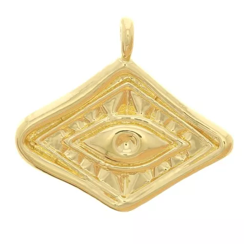 Colgante de diamante irregular 13x15 mm - motivo ojo - 3 micras chapado en oro x1