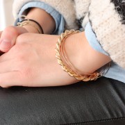 Collar retorcido pulsera 6.8x195 mm - Chapado en oro 3 micras x1