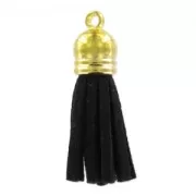 Pompón Ultra Suede 36 mm dorado Negro x1