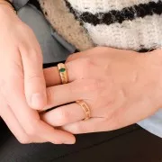 Anillo doble con óxido de zirconio - Tamaño 50 - 3 micras chapado en oro - Cristal x1