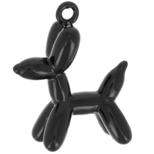 Amuleto de perro de globo 20x16 mm - resina epoxi - Negro x1