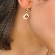 Colgante rectangular con motivo de corazón de  óxido de zirconio en resina epoxi 13x9 mm - Oro - Negro