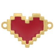 Inserto de corazón de píxel con resina epoxi 16x11 mm - Oro - Rojo x1|raw }}