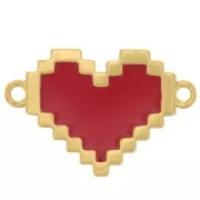 Inserto de corazón de píxel con resina epoxi 16x11 mm - Oro - Rojo x1