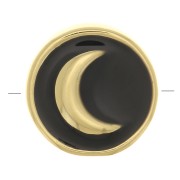 Cuenta redonda motivo luna - resina epoxi 11 mm - Oro - Negro x1|raw }}