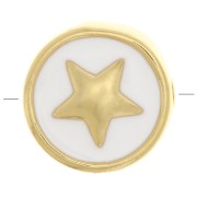 Cuenta redonda modelo estrella - resina epoxi 11 mm - Oro - Blanco x1